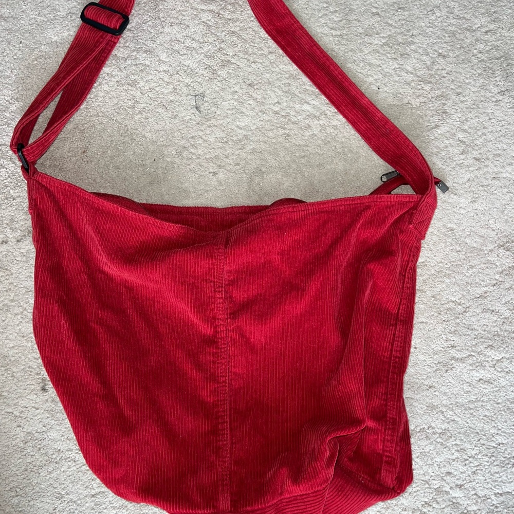 Red Corduroy Shoulder Bag